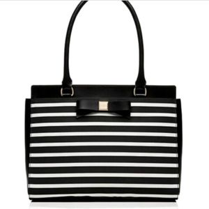 👜KATE SPADE New York Montfort Park Purse/Bag, black & white stripe w/bow